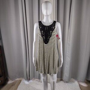 Xhilaration Black & Cream Lightweight Stretchy Striped Tank Top Dress Sz S (NWT)